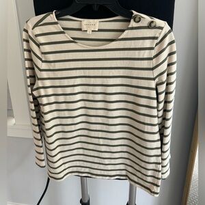 Sézane stripe top with button detail